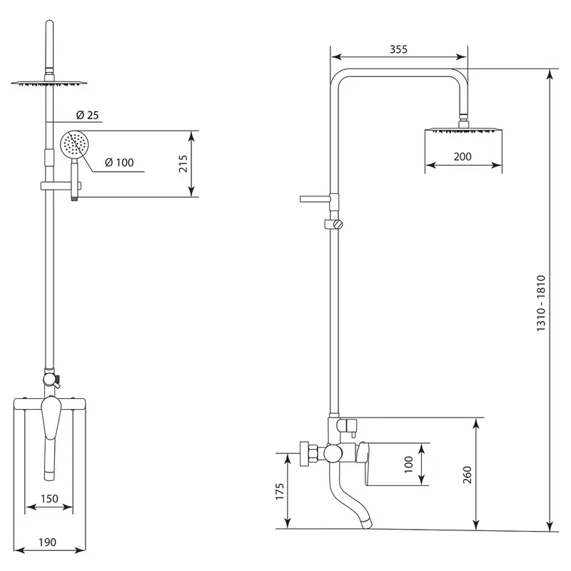 Душевая система Славен СЛ-ОД-Ж60, сатин