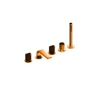 Fantini Venezia In Смеситель на борт ванны, 5 отв., с ручн душем, излив 160мм, цвет: Matt Copper PVD