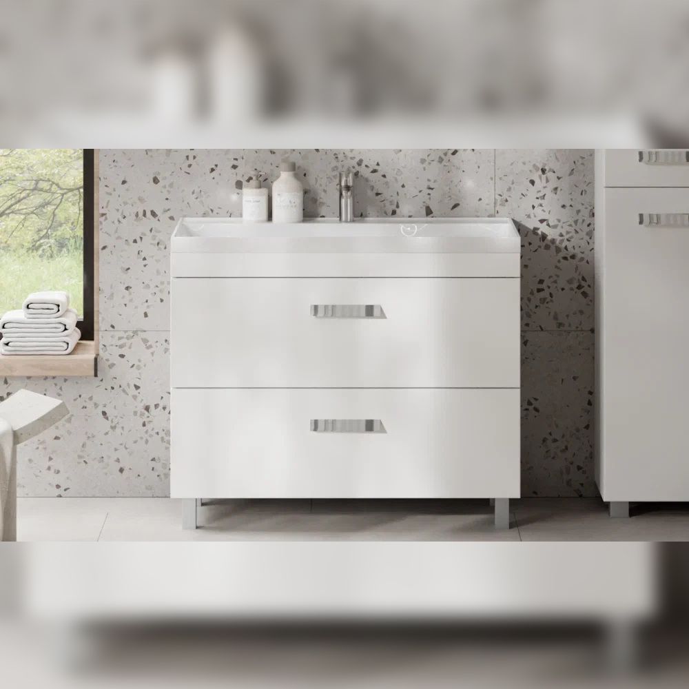 Тумба под раковину напольная Velvex Orlando tn.ORL.CLA.100.2Y белый матовый, 100 см, артикул tn.ORL.CLA.100.2Y белый матовый