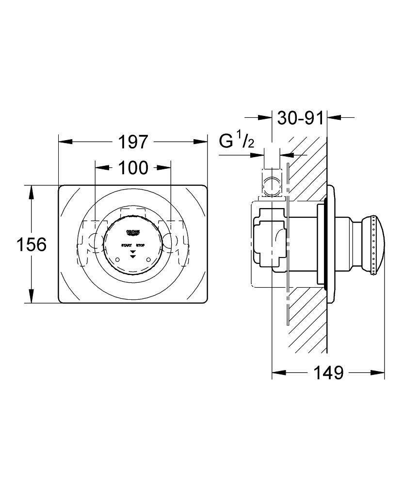 Внешняя часть автоматического смесителя для душа GROHE Contromix, хром (36121000)