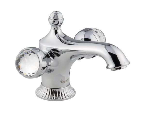 Emmevi The One Leda, смеситель для раковины. Металлические ручки + большие прозрачные кристаллы, цвет хром