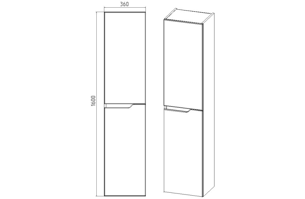 Пенал VIANT "Куба" подвесной правый 300х360х1600 (VKUB360-PENR), артикул VKUB360-PENR