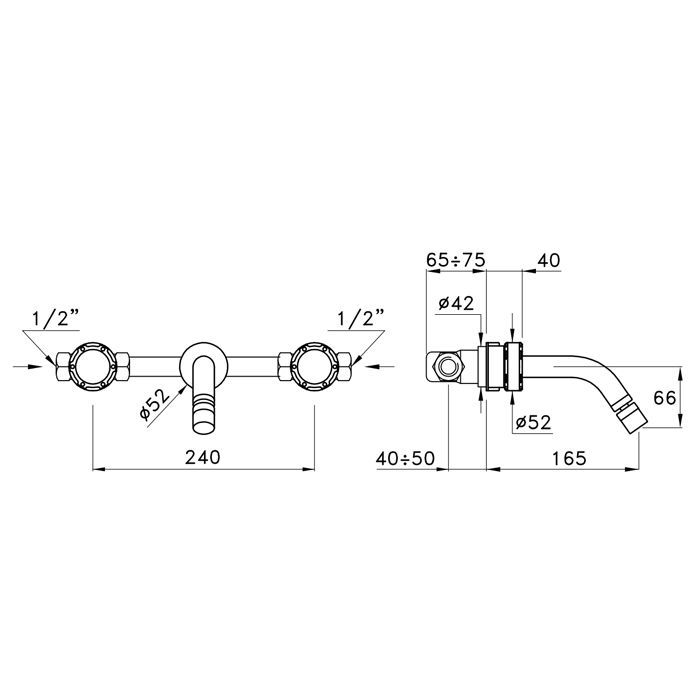 Stella Timeaster Встраиваемый смеситель для раковины 3868, круглая ручка d=52мм, цвет: хром, ручка черная