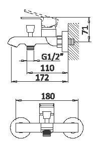Смеситель для ванны и душа CEZARES NAUTIC-VM