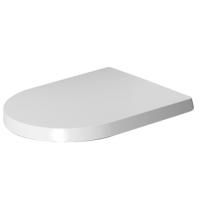 Сиденье для унитаза, Duravit, ME by Starck, с крышкой, ширина, мм-370, глубина, мм-420, высота, мм-30, тип шарниров-без SoftClose, материал шарниров-нержавеющая сталь, цвет шарниров-хром, цвет-белый