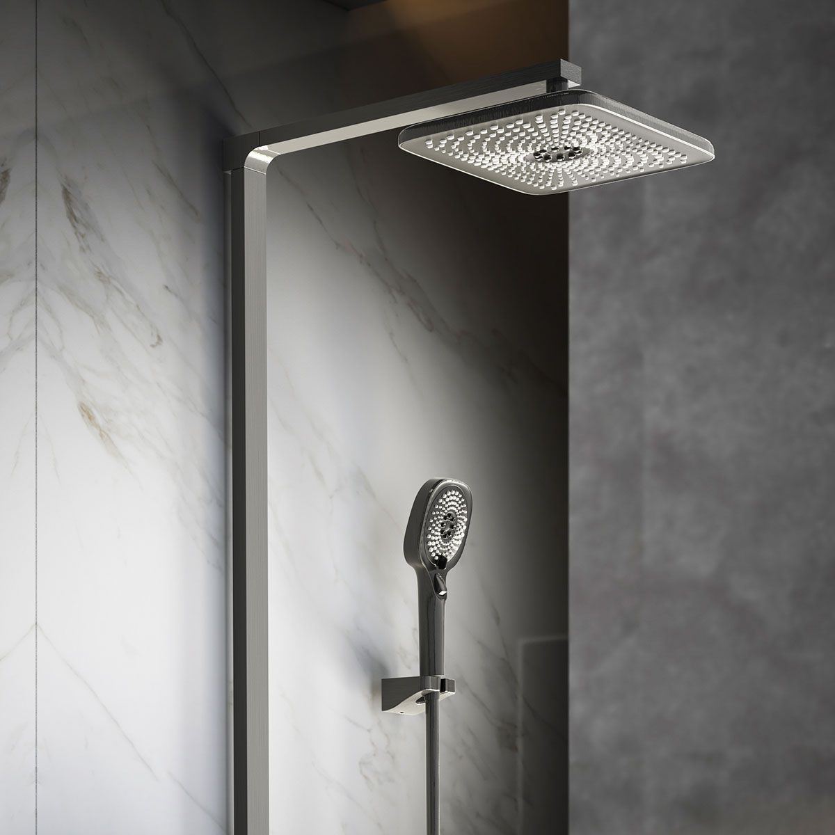 душевые стойки Vincea Душевая стойка Inspire VSFS-3I13TGM термостатическая с изливом, вороненая сталь,