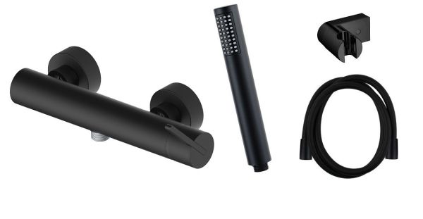 AQG Urban, однорычажный смеситель для душа c набором для душа, цвет черный матовый