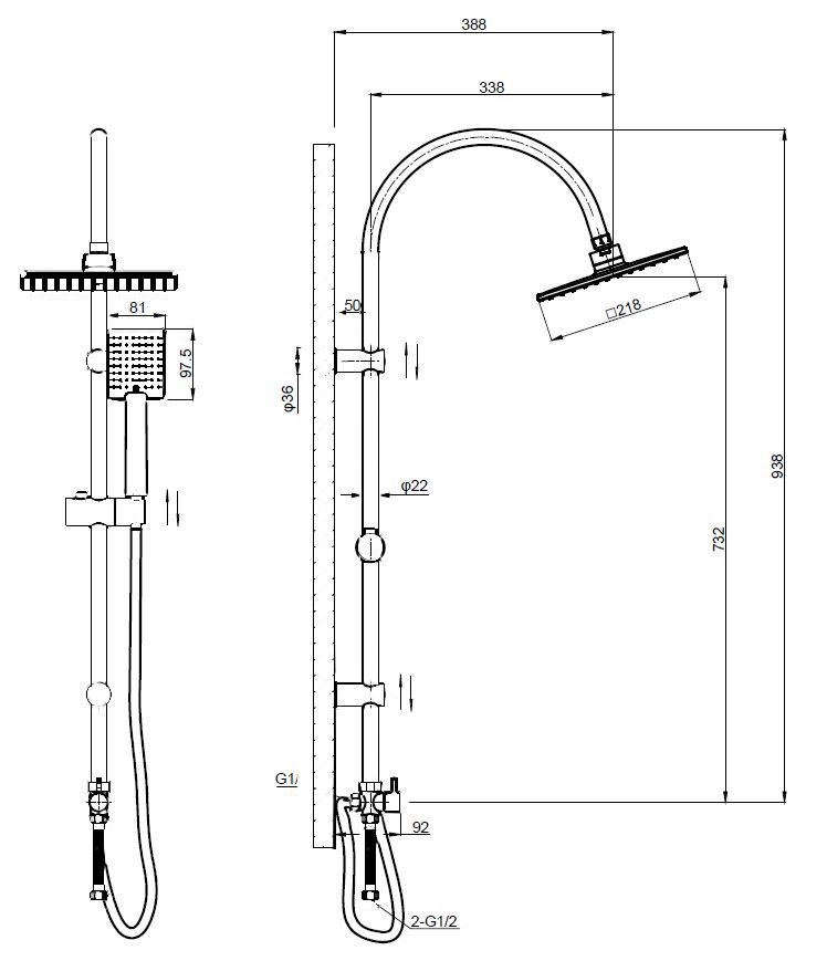 Душевая система, артикул: ST02, ESKO