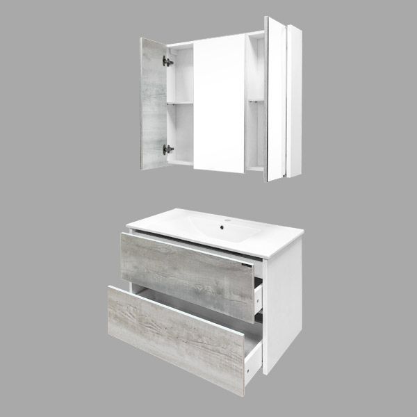 Зеркальный шкаф Comforty Женева 90 4137132 Дуб белый, артикул 4137132