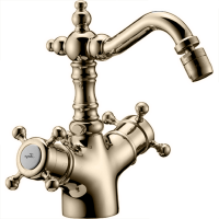 HUBER Victorian Термостат двухвентильный для биде на 1 отверстие с донным клапаном и поворотным изливом, цвет никель мат