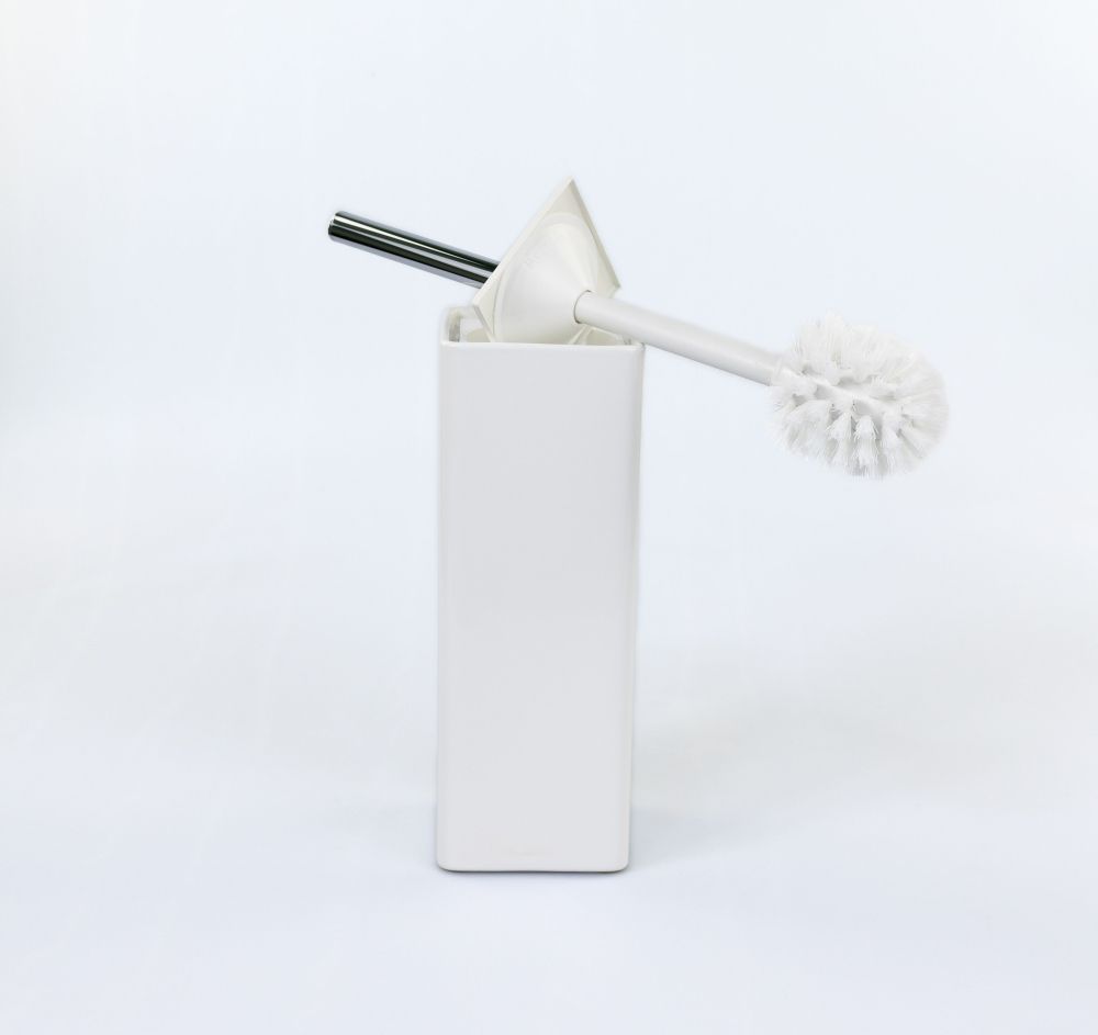 Stil Haus Living, напольный керамический ёрш, цвет хром - белый матовый - белая керамика