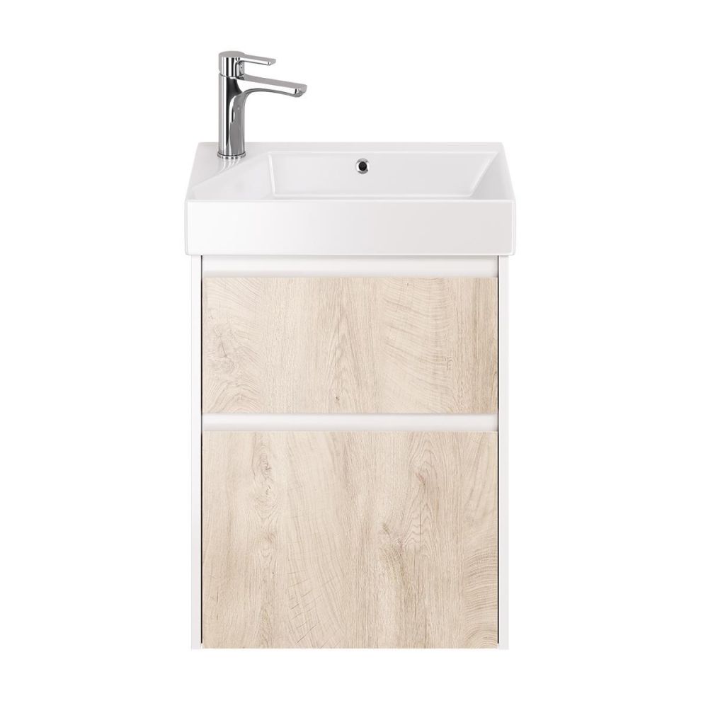 Тумба с раковиной подвесная Dreja Slim 55 см, белый/дуб кантри, артикул 99-0500-com