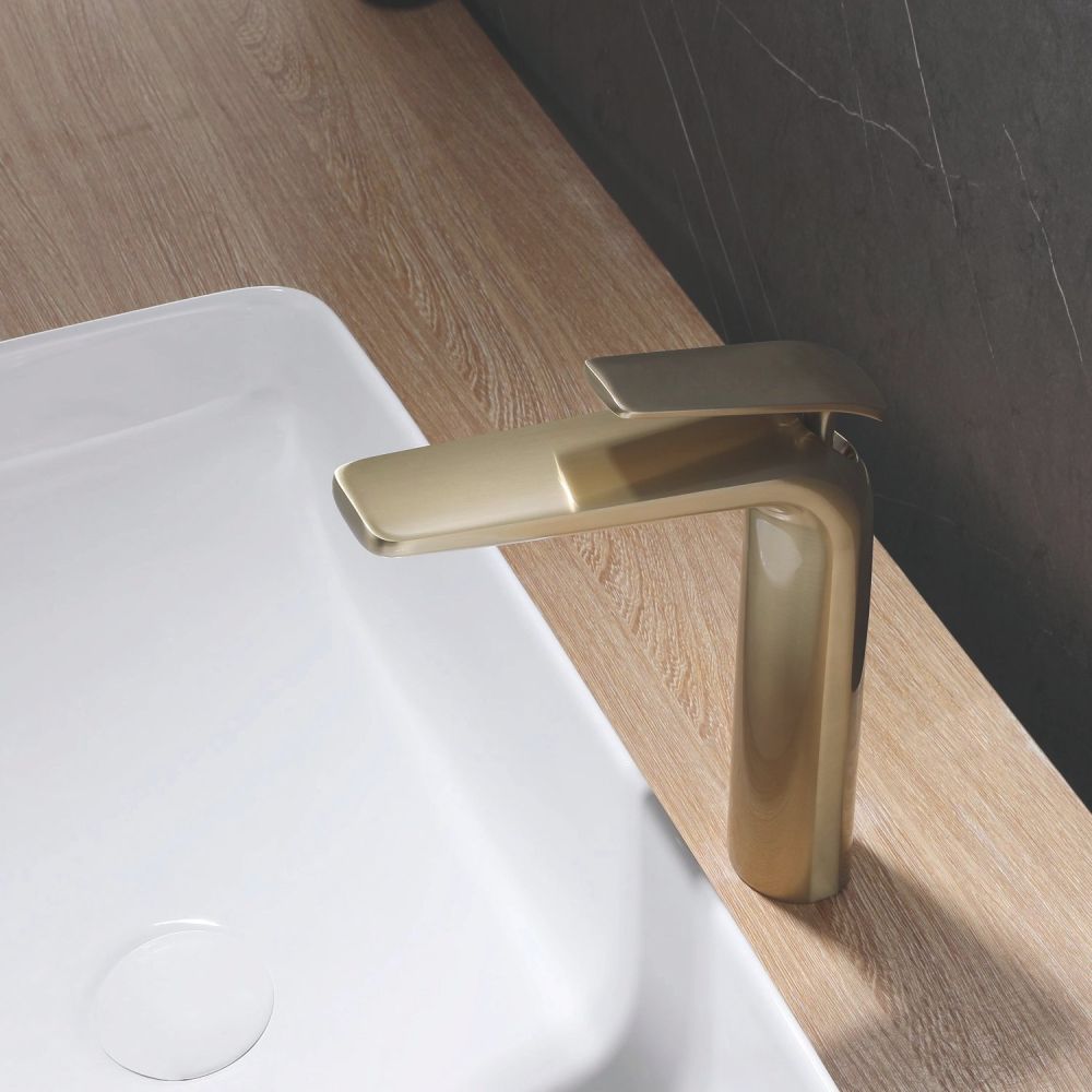 Смеситель для раковины высокий Rose R3911G, золотой сатин