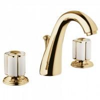 Bongio Fleur blanc Смеситель для раковины на 3 отв., цвет золото/белый фарфор