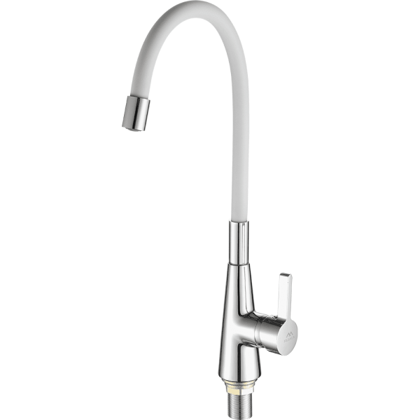 Смеситель для кухни с гибким изливом FASHUN A4153+B03, хром/белый