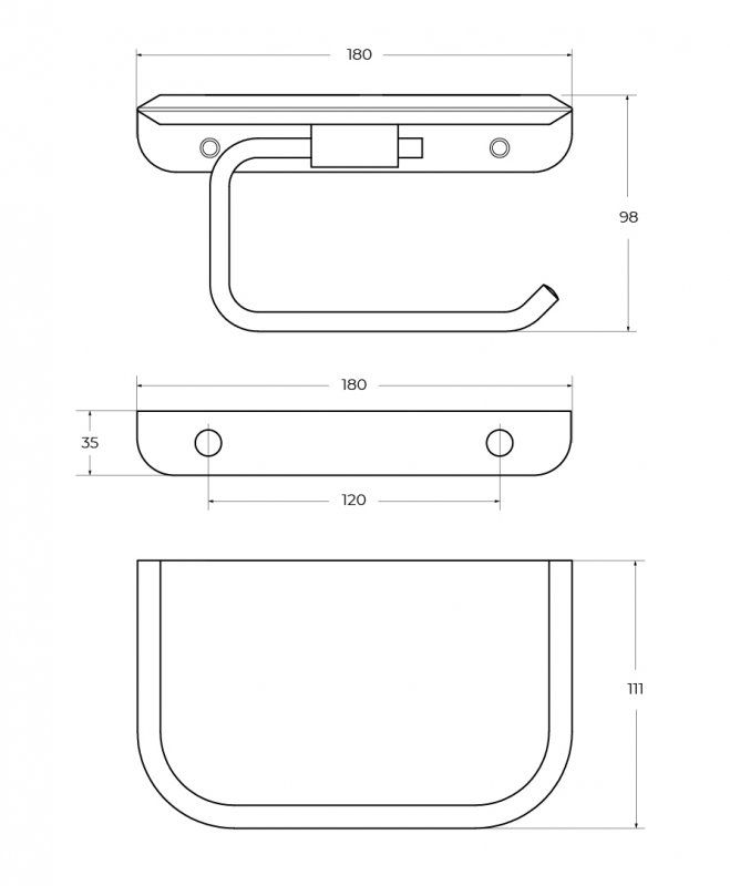 LINER-PHM-01 Держатель для туалетной бумаги с полочкой, исполнение хром, артикул LINER-PHM-01