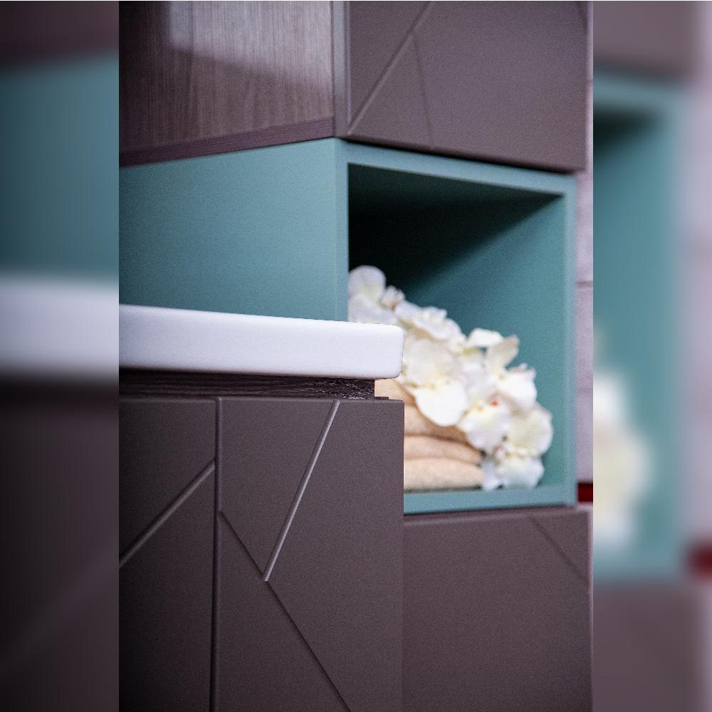 Тумба с раковиной и нишей Бриклаер КРИСТАЛЛ 90, графит/муссон, артикул КРИСТАЛЛ 90