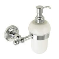 MIRELLA Дозатор жидкого мыла настенный, керамика/хром