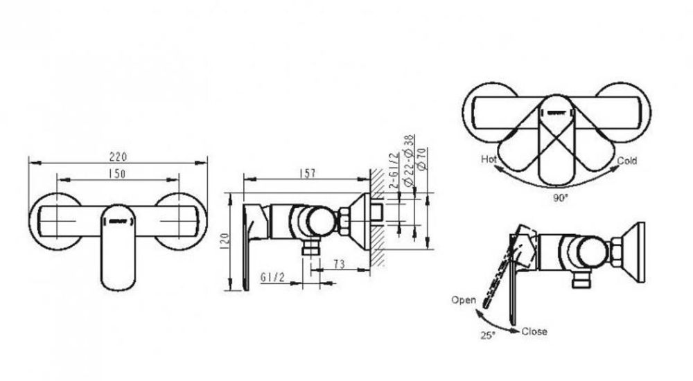 Смеситель для душа Bravat Louise F9191183CP-01-RUS, хром