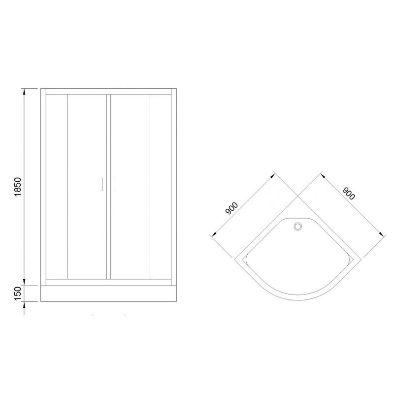 Душевой уголок Royal Bath 90х90 RB-EKO90HK-M с поддоном профиль Сатин стекло рифленое матовое