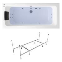Гидромассажный комплект 4 в 1 Lavinia Boho Pure 36276H00, акриловая ванна 180x80 см, каркас с монтажным набором, подголовник, гидромассаж