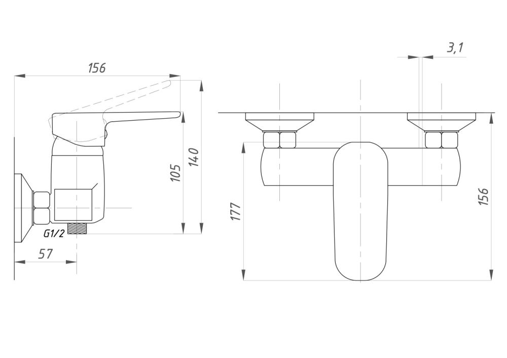 Смеситель для душа  ПСМ-Профсан Серия-200 (PSM-200-4) тип См-ДшОНРШл, артикул PSM-200-4