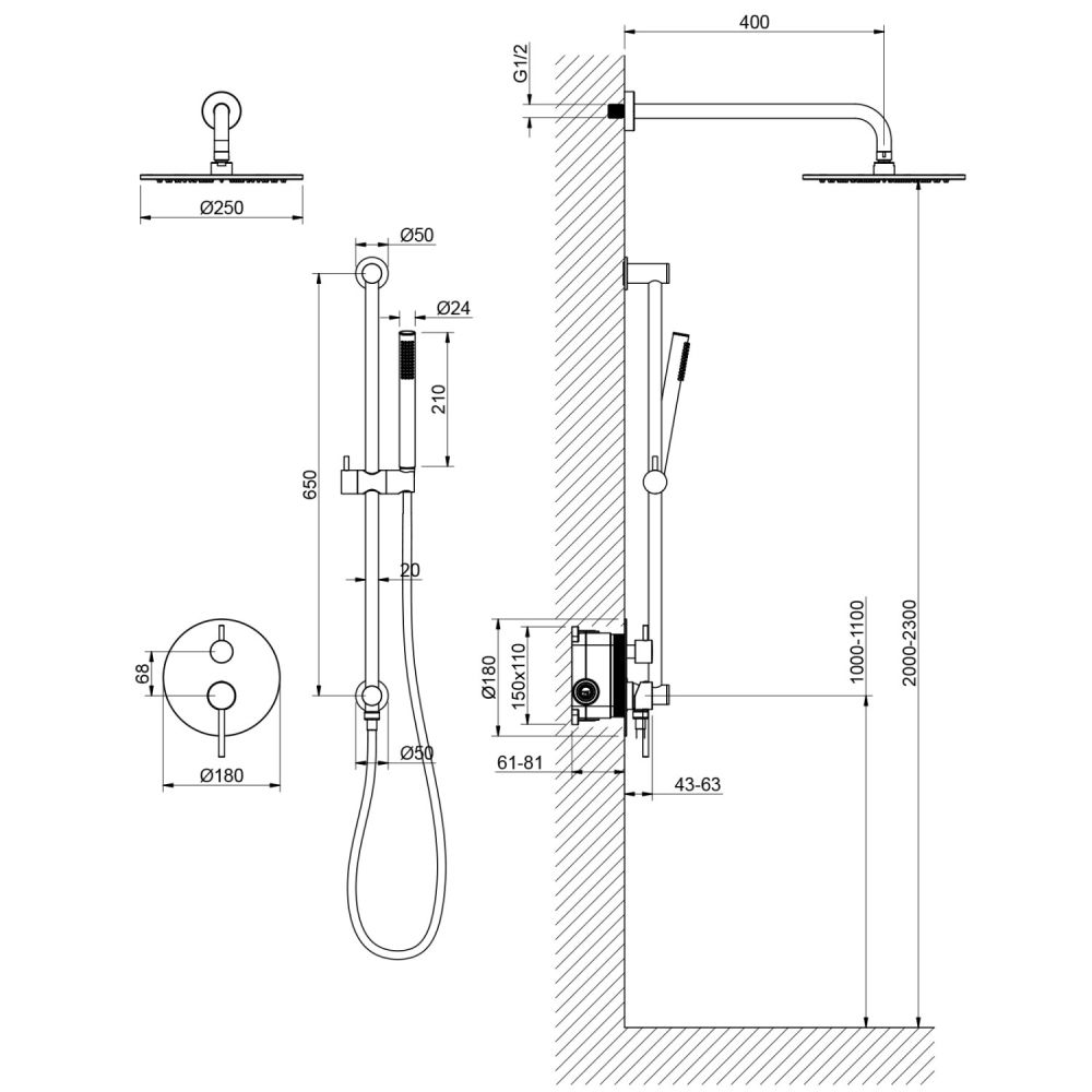 Душевая система встроенная Timo Saona SX-2309/17SM золото матовое, артикул SX-2309/17SM