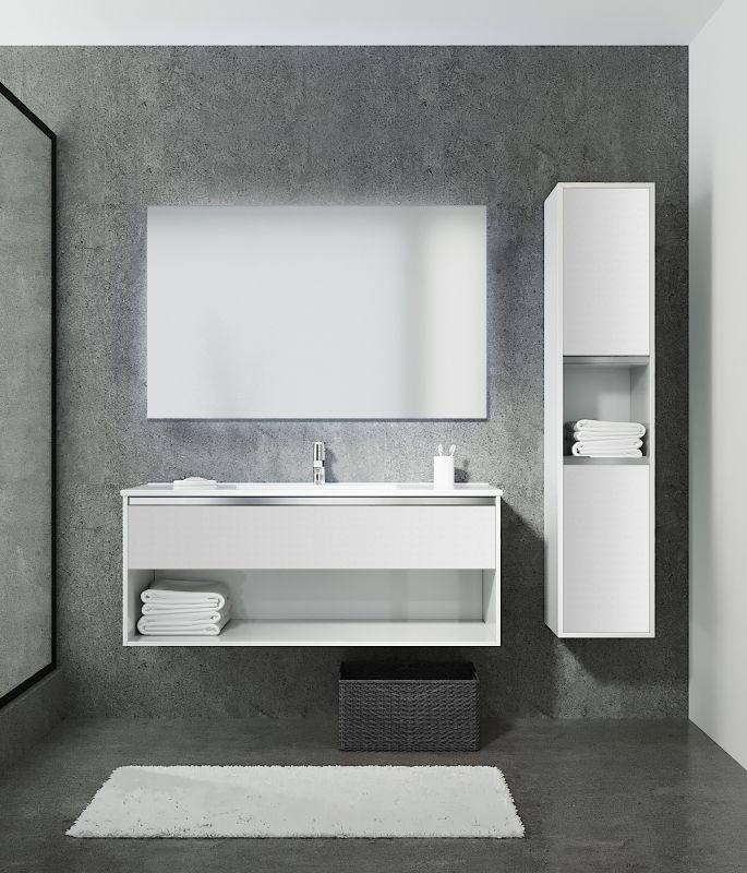 Шкаф пенал SanVit Контур 32 pkontur в цвете Ral горизонтальные ручки подвесной Желтый глянец