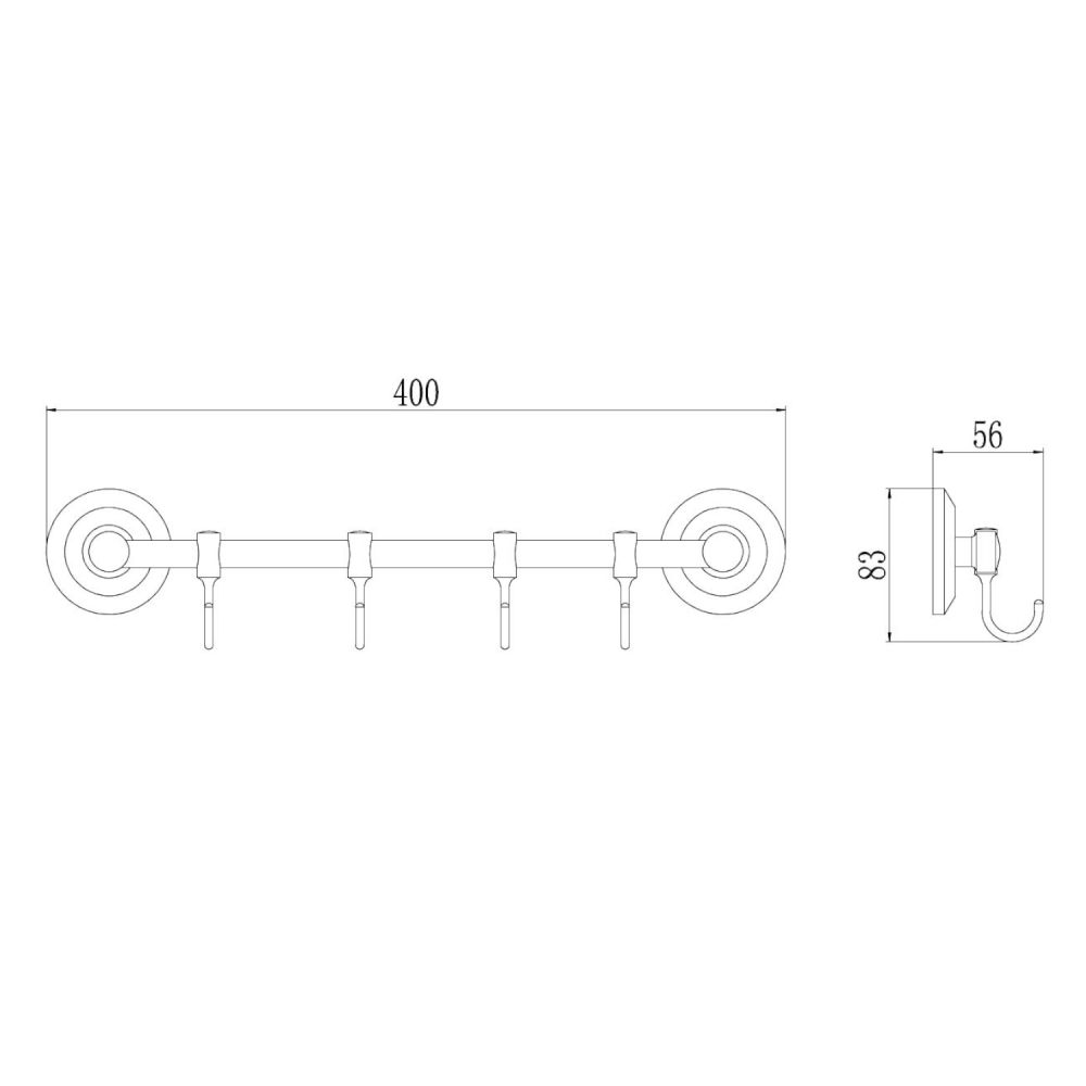 Планка с крючками Savol S-007174, хром