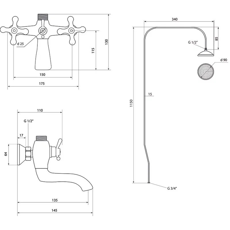 Душевая система Славен СЛ-ДВ-А60, хром