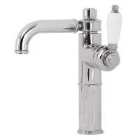 ERMITAGE Смеситель для раковины моноком., ручка сбоку белая, хром