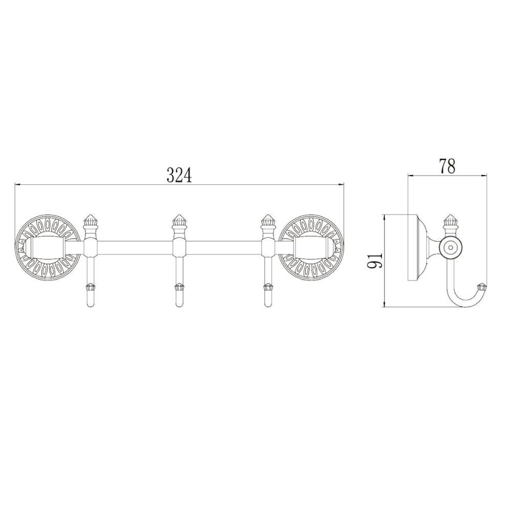 Планка с крючками Savol S-006673C, бронза