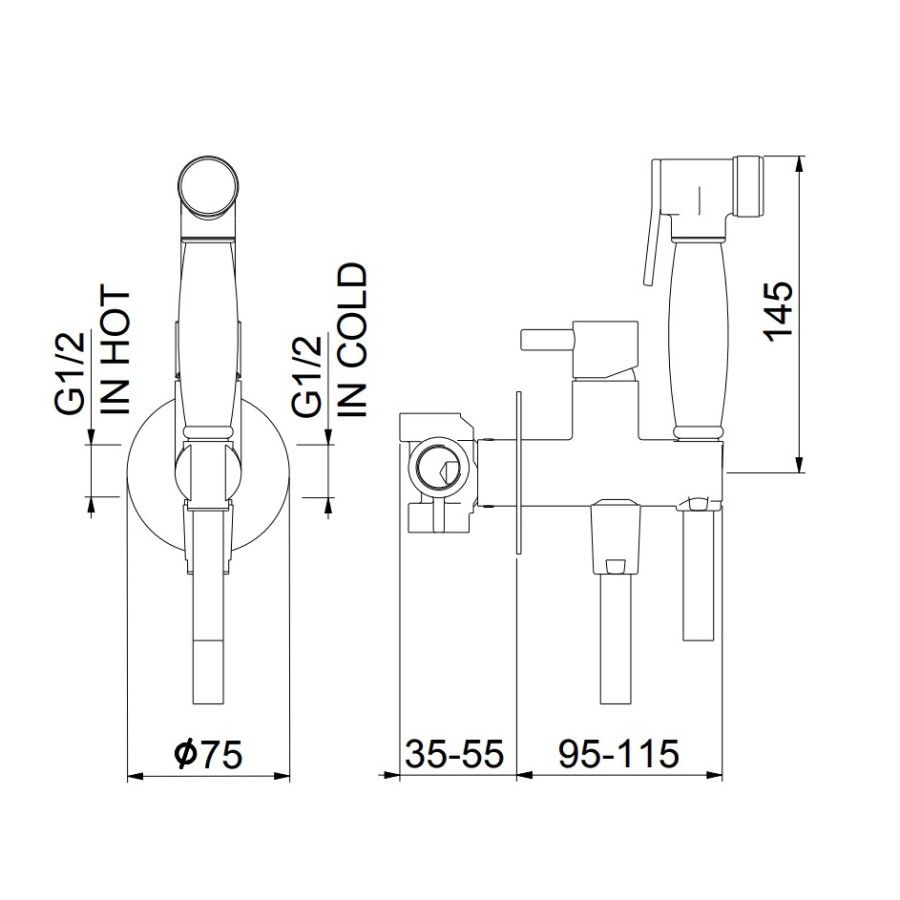 Гигиенический душ со смесителем Webert Elio EL870301980, розовое золото