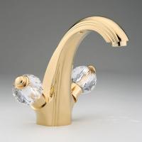 THG MANDARINE CRISTALLIA DIAMANT Смеситель для раковины на 1 отверстие, с донным клапаном, цвет полированное золото