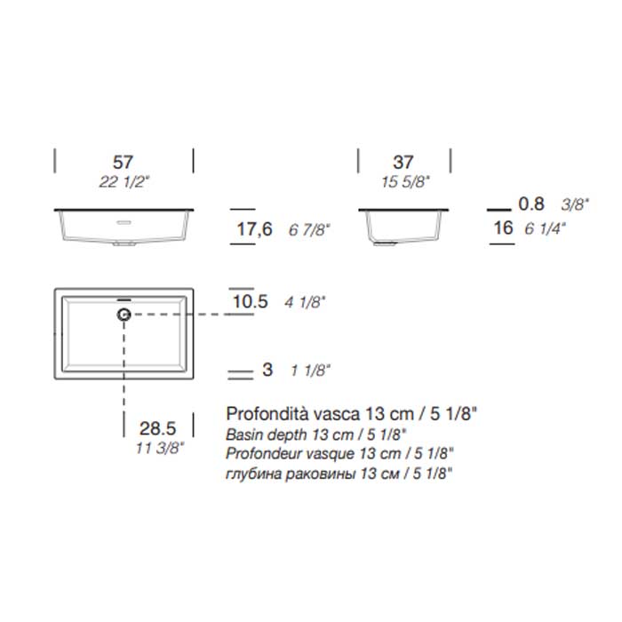MILLDUE  Раковина  NET 54.37, встраиваемая сверху,  из CERAMILUX ,57х37х0,8 см, без отв для смесителя, цвет белый матовый MILLDUE  Раковина  NET 54.37, встраиваемая сверху,  из CERAMILUX ,57х37х0,8 см, без отв для смесителя, цвет белый матовый