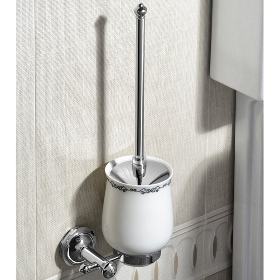 Ершик ASTOR для унитаза, настенный, с керамической чашей, хром, Sapho, артикул 1325-08
