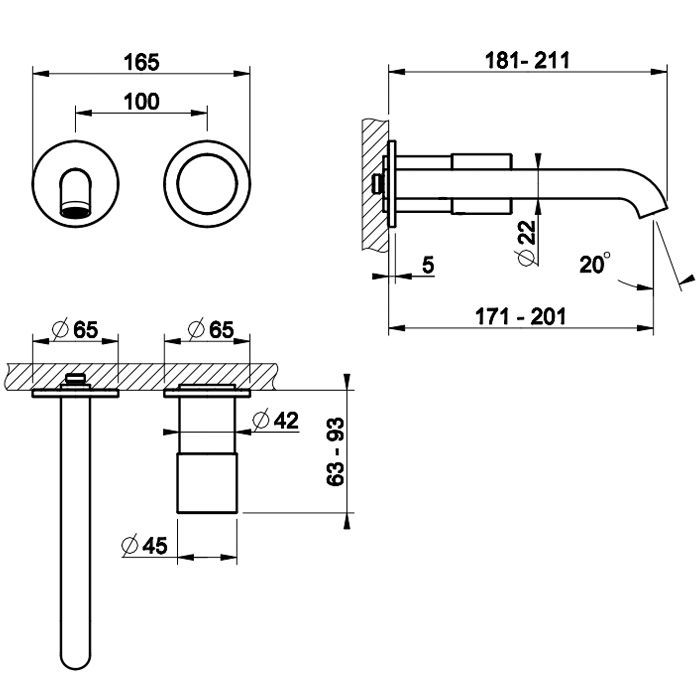 GESSI HABITO TRAME Смеситель для раковины настенный встраиваемый, однорычажный, цвет Finox Brushed Nickel