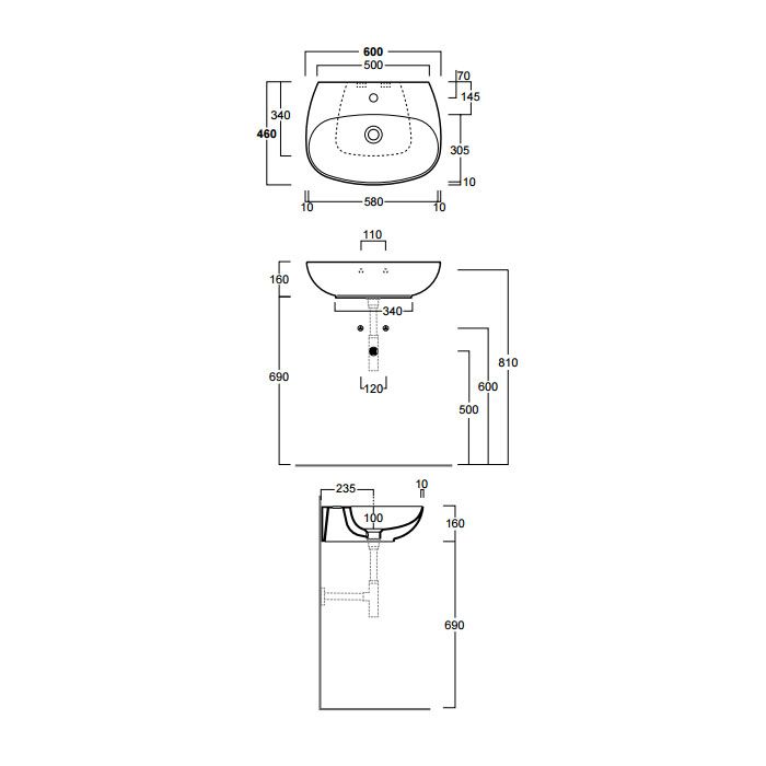 SIMAS Vignoni раковина накладная/подвесная 60*46см, с 1 отв. под смеситель, цвет: белый