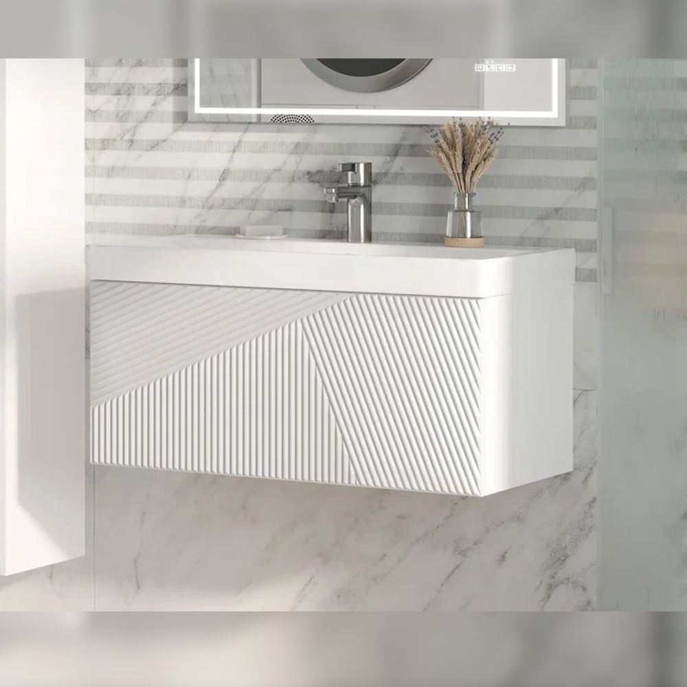 Тумба под раковину подвесная Velvex Edge tp.EDG.9696.80.1Y белый глянец, 80 см, артикул tp.EDG.9696.80.1Y белый глянец