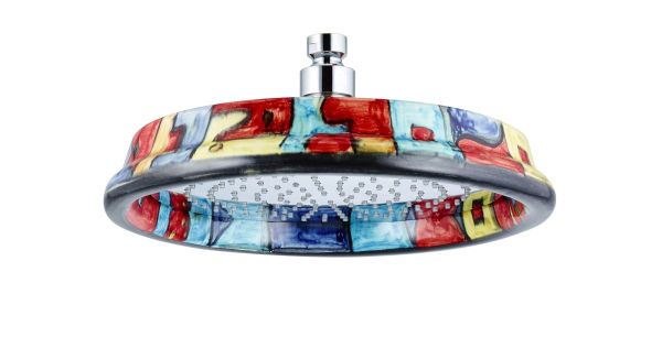 Graffio Girano, круглая потолочная душевая головка антикальковая 25см, цвет хром-Astratto rosso