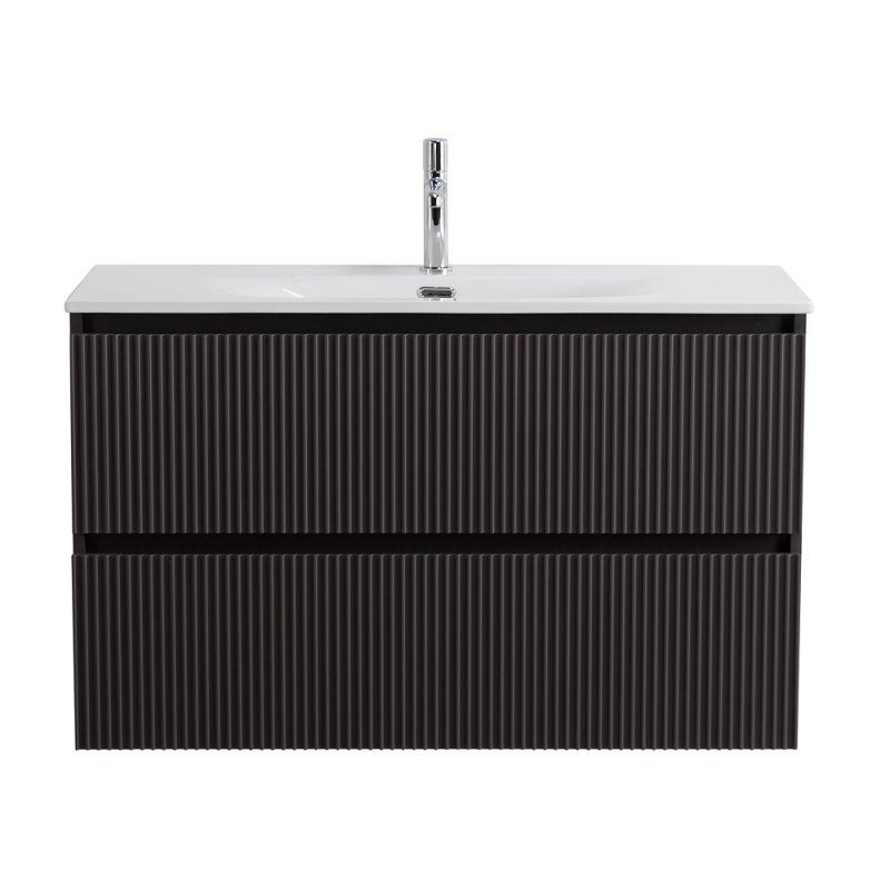 UNO-MINI База под раковину подвесная с фрезерованными ручк. по всей длине фасада с двумя выкатн. ящ., Голубой Мат.,1000x395x608,UNO-MINI-1000-2C-SO-AO, артикул UNO-MINI-1000-2C-SO-AO