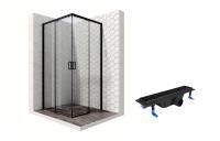 Душевой уголок Ambassador Queen Black 11011203-ST1, квадратный, линейный трап, 90х90