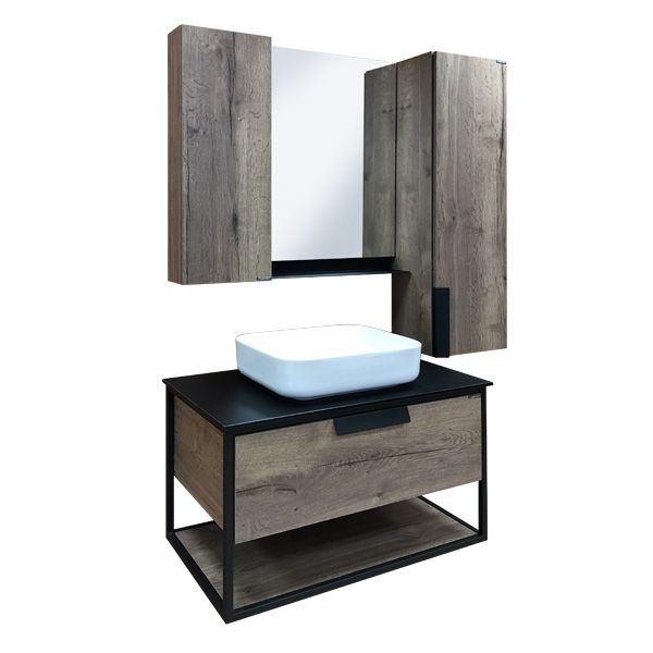 Зеркало со шкафом Comforty Кельн 90 4147987 Дуб темный