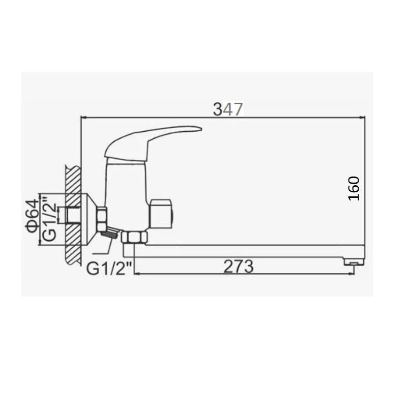 Смеситель для ванны D-Lin D146410-8, хром