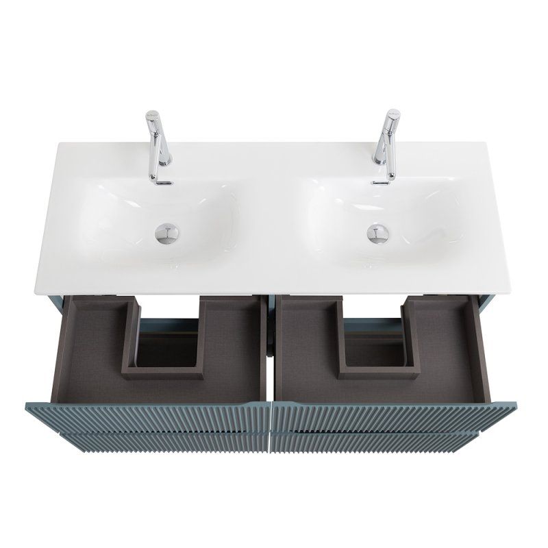 UNO База под раковину подвесная с фрезерованными ручками по всей длине фасада с четырьмя выкатн. ящ., Голубой Матовый, 1200x455x608, UNO-1200-4C-SO-AO, артикул UNO-1200-4C-SO-AO