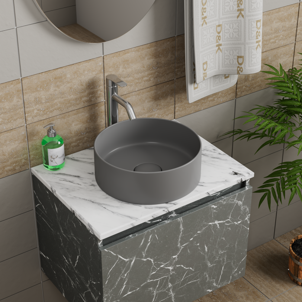 Раковина накладная D&K Matrix графит 355*355*120мм (DT1391506), артикул DT1391506