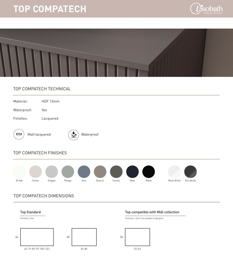 Visobath Indico, комплект: тумба 100см + столешница + раковина, цвет бежевый матовый лак (Cotton-Valenti), артикул 76819/71082/88012