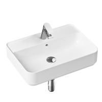 Комплект 4 в 1 Lavinia Boho Bathroom Sink Slim 21510293, накладная фарфоровая раковина 60 см, смеситель, латунный сифон, донный клапан quick-clac