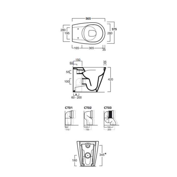 Simas Gambassi Унитаз приставной безободковый 56.5х37,5 см, цвет белый