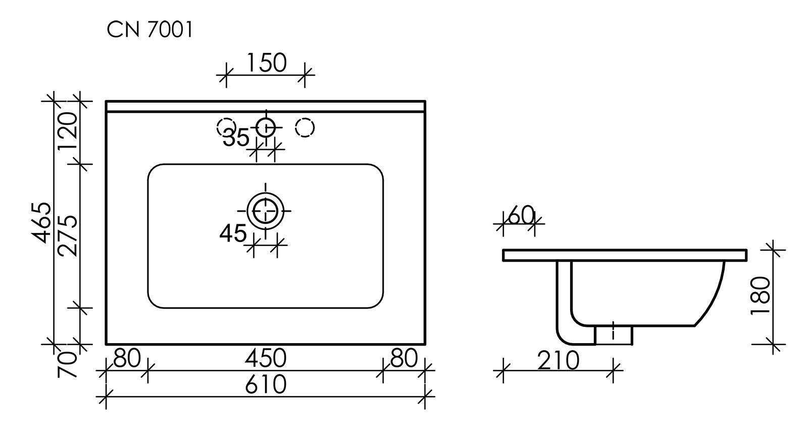 Умывальник накладной прямоугольный Element 610*465*180мм CN7001 Умывальник накладной прямоугольный Element 610*465*180мм CN7001